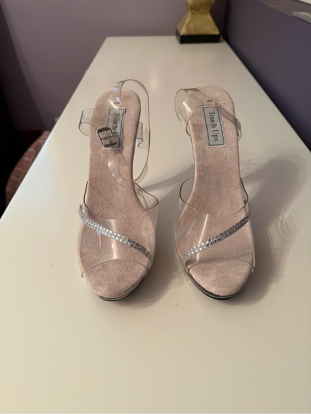 New in box - Benjamin WalkTouch Ups Women’s Clear Heels w/Rhinestone Accent
